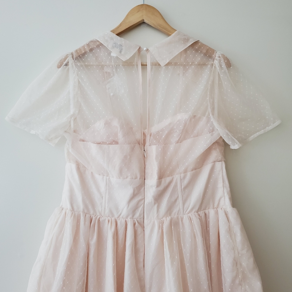 Unique Vintage Swiss Dot Tulle Sweetheart Retro Swing Dress - Picture 11 of 16